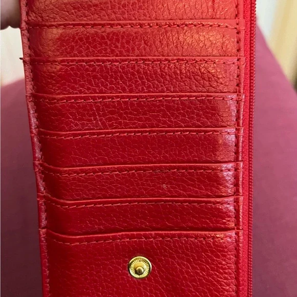 LODIS RED LEATHER CARD HOLDER! GORGEOUS! - Picture 5 of 10